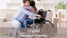  Presentation with helping others - Theme with doctors helping others - young family taking care background and a gray colored foreground