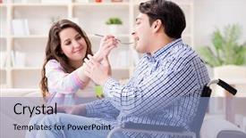  Presentation with family - Cool new presentation theme with doctors helping others - young family taking care backdrop and a light blue colored foreground