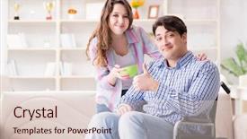  Presentation with family - Audience pleasing PPT theme consisting of doctors helping others - young family taking care backdrop and a  colored foreground