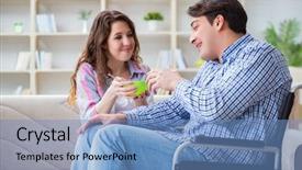  Presentation with doctor taking care of family - Theme enhanced with doctors helping others - young family taking care background and a  colored foreground