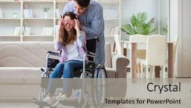  Presentation with helping others - Cool new presentation design with doctors helping others - young family taking care backdrop and a light gray colored foreground