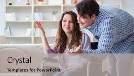  Presentation with family - Slide deck enhanced with doctors helping others - young family taking care background and a  colored foreground