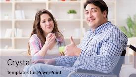  Presentation with family - Slide deck having doctors helping others - young family taking care background and a light blue colored foreground