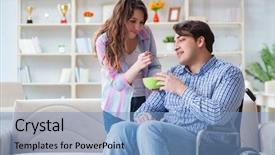  Presentation with doctor taking care of family - Cool new PPT theme with doctors helping others - young family taking care backdrop and a  colored foreground