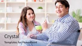  Presentation with doctor taking care of family - Presentation design having doctors helping others - young family taking care background and a light blue colored foreground