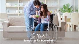  Presentation with family - Presentation theme enhanced with doctors helping others - young family taking care background and a  colored foreground