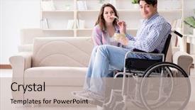  Presentation with family - Amazing presentation design having doctors helping others - young family taking care backdrop and a  colored foreground