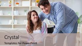  Presentation with family - PPT theme with doctors helping others - young family taking care background and a light gray colored foreground