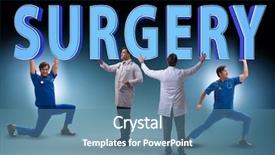  Presentation with surgery - Audience pleasing slides consisting of doctors holding surgery letters backdrop and a teal colored foreground