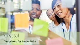  Presentation with sticky notes - Slide set consisting of doctors-in-a-creative-brainstorming background and a soft green colored foreground