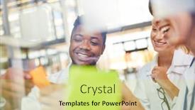  Presentation with sticky notes - PPT theme enhanced with doctors-in-brainstorming-seminar-collect background and a yellow colored foreground