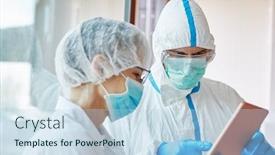  Presentation with intensive care - Presentation theme with doctors-in-clinic-in-intensive background and a sky blue colored foreground