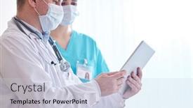  Presentation with masks - Presentation theme featuring doctors-in-facial-masks-viewing background and a lemonade colored foreground