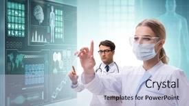  Presentation with telemedicine - PPT theme featuring doctors in future telemedicine concept background and a light blue colored foreground