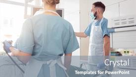  Presentation with endoscopy - Colorful presentation design enhanced with doctors-in-internal-department backdrop and a gray colored foreground