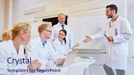  Presentation with medical training - Amazing theme having doctors in medical training workshop backdrop and a sky blue colored foreground