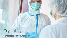  Presentation with clothing - Cool new presentation theme with doctors-in-protective-clothing-giving backdrop and a sky blue colored foreground