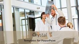  Presentation with advanced - Theme with doctors-in-the-seminar background and a coral colored foreground