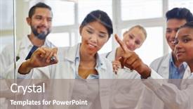  Presentation with medical training - Slide set consisting of doctors in training in workshop background and a gray colored foreground