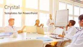  Presentation with further - PPT theme featuring doctors-learn-from-a-speaker background and a cream colored foreground