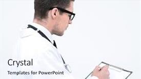  Presentation with medical legal - Cool new presentation design with doctors legal - doctor signing the medical report backdrop and a sky blue colored foreground