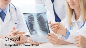  Presentation with chest x ray human - PPT layouts enhanced with doctors look and discuss chest background and a lemonade colored foreground