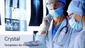  Presentation with medical - Presentation theme consisting of doctors looking at x-ray background and a light blue colored foreground