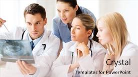  Presentation with medical concept - Slide deck consisting of doctors looking at x-ray background and a lemonade colored foreground