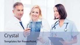  Presentation with medical concept - PPT theme enhanced with doctors looking at x-ray background and a  colored foreground