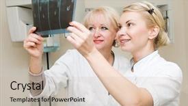  Presentation with dentist - Amazing slides having doctors looking at x-ray backdrop and a  colored foreground