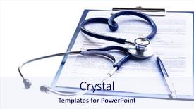  Presentation with medical information - Presentation theme consisting of health privacy - close up of doctors medical background and a sky blue colored foreground