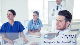  Presentation with medical education - Beautiful PPT layouts featuring doctors or interns with mentor backdrop and a sky blue colored foreground