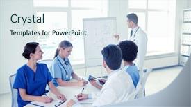  Presentation with medical education - Beautiful slides featuring doctors or interns with mentor backdrop and a sky blue colored foreground