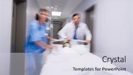  Presentation with healthcare workers - Colorful slides enhanced with doctors pushing emergency stretcher bed backdrop and a sky blue colored foreground