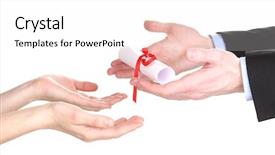  Presentation with awarding for students - Slides having doctors red - awarding diploma isolated on white background and a white colored foreground