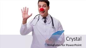  Presentation with clown - Amazing slide deck having doctors red - funny clown doctor isolated backdrop and a light blue colored foreground
