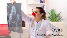  Presentation with working in a clinic - PPT layouts having doctors red - funny female doctor working background and a lemonade colored foreground