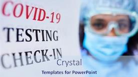  Presentation with covid coronavirus - PPT theme featuring doctors-registering-at-the-check background and a light blue colored foreground