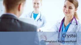  Presentation with hospital - Colorful slide deck enhanced with doctors sitting at the desk backdrop and a  colored foreground