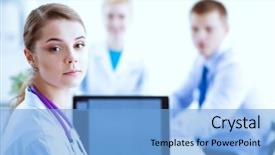  Presentation with desk - Slide set consisting of doctors sitting at the desk background and a  colored foreground