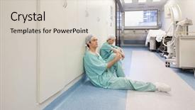  Presentation with tired - Theme featuring doctors sitting in corridor tired background and a lemonade colored foreground