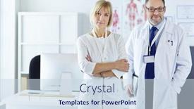  Presentation with medical - PPT theme enhanced with doctors-smiling-at-camera background and a sky blue colored foreground