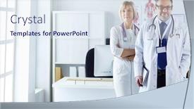  Presentation with medical - Amazing theme having doctors-smiling-at-camera backdrop and a sky blue colored foreground