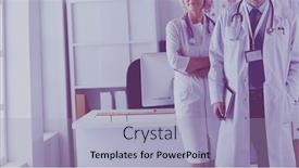  Presentation with camera - PPT theme featuring doctors-smiling-at-camera background and a light blue colored foreground