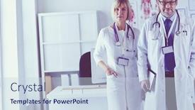  Presentation with camera - Presentation theme enhanced with doctors-smiling-at-camera background and a sky blue colored foreground