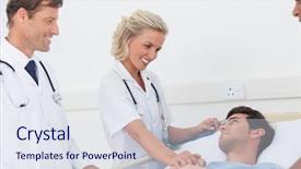  Presentation with doctor patient relations - Colorful presentation theme enhanced with doctors speaking to a lying patient backdrop and a sky blue colored foreground