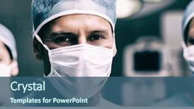  Presentation with female male symbol - Audience pleasing slide deck consisting of doctors standing in operation theater backdrop and a ocean colored foreground