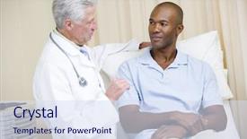  Presentation with newborn exam - Amazing slides having doctors stethescope - doctor giving man checkup backdrop and a sky blue colored foreground