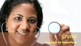  Presentation with set of sauces in white - Presentation theme having doctors stethescope - minority nurse set on white background and a tawny brown colored foreground