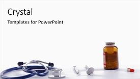  Presentation with drugs - Slides with doctors stethoscope with medical drugs background and a white colored foreground